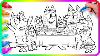 BLUEY Coloring Pages / Do you know How to color Bluey at BBQ with Family?