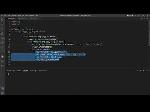 Scourgify -Problem Set 6 (CS50's Introduction to Programming with Python)