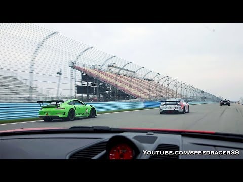 Intense 4-way Porsche GT3 RS track battle