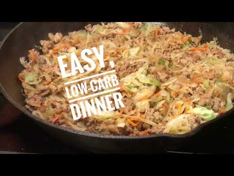 Easy Low Carb Dinner Recipe/ Turkey Sausage and Cole Slaw Mix / Taste like an Egg Roll!