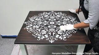 Painted Wood Table Makeover with a Mandala Stencil Design & Annie Sloan Chalk Paint