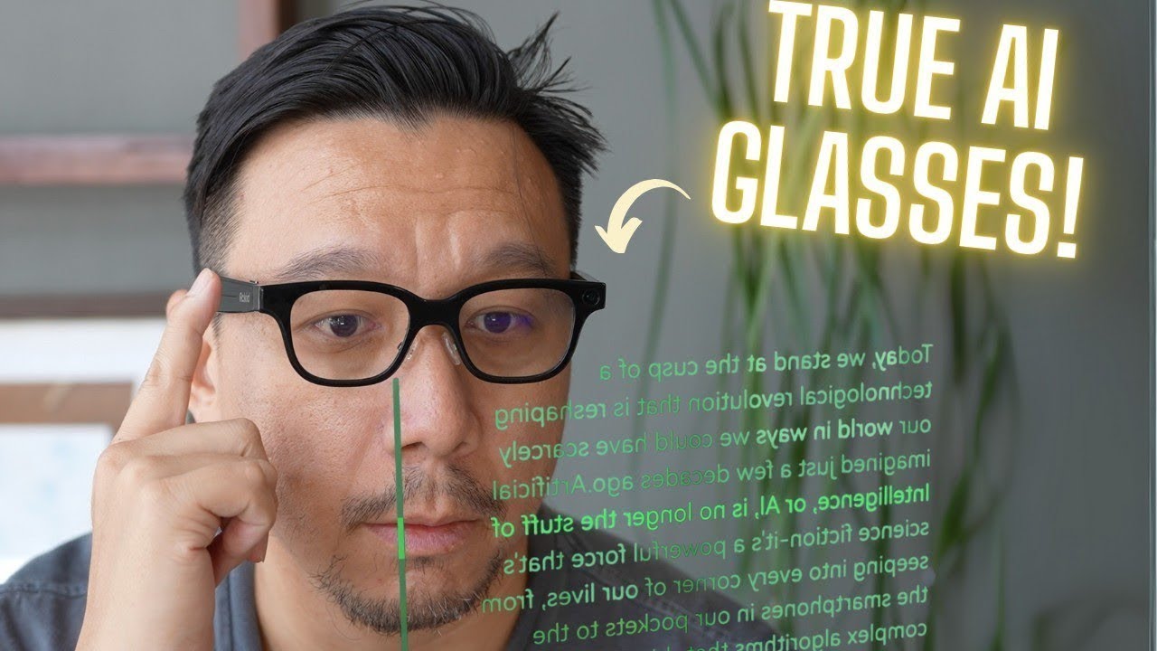 Close-up of Rokid Glasses showing the Micro-LED display, camera, and lens assembly