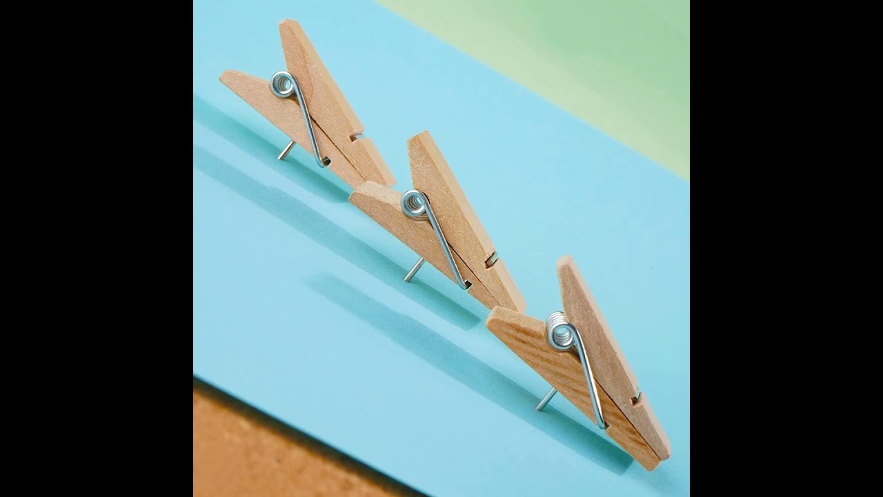 DANRONG 35 PCS Push Pins with Clips, Non-Separation Design, Decorative Wooden Thumb Tacks - No Holes