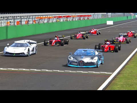 Koenigsegg Jesko vs Bugatti Divo vs 90s Ferrari F1 Cars - Monza