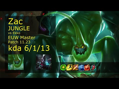 Zac Jungle vs Ekko - EUW Master 6/1/13 Patch 11.23 Gameplay
