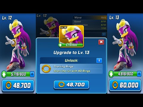 Sonic Forces - Wave Upgraded to Level 13 - All Rare Runners Max Level COming Soon - Android Gameplay