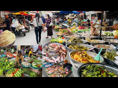 Amazing Routine Food & People Activities at Cambodia Street Food Around Phnom Penh Morning Market