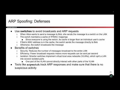[Networking2, Video 4] ARP Spoofing Defenses