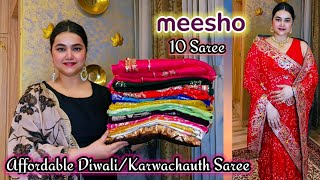 Meesho Beautiful Affordable Diwali/Karwachauth special Saree @PoojaRikichoyal 