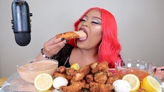 DEEP FRIED PRAWNS,  KING CRAB LEG, AND LOBSTER MUKBANG/ SEAFOOD BOIL W/ QuttieQue Sauce