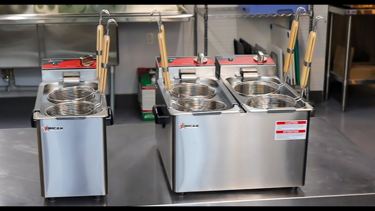 Video thumbnail for 2 x 1 Gallon (4L) Double Tank Electric Countertop Pasta Cooker (120V)