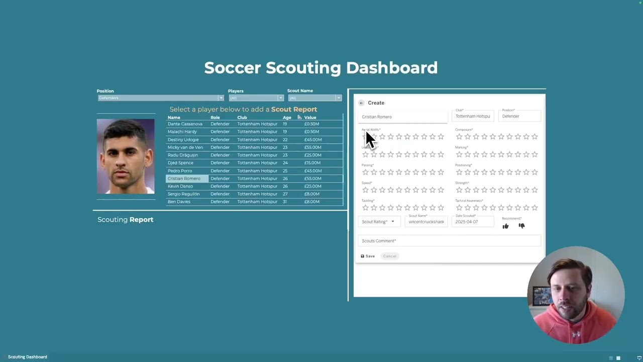 Real Time Soccer Scouting Dashboard in Tableau