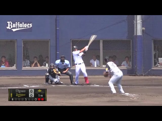 【ファーム】バファローズ・杉本が初回にセンター越えの先制タイムリー2ベースを放つ!!  2017/8/25 Bs-T(ファーム)