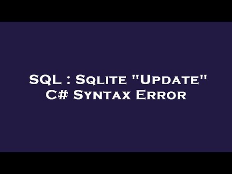 Sql Sqlite Update C Syntax Error