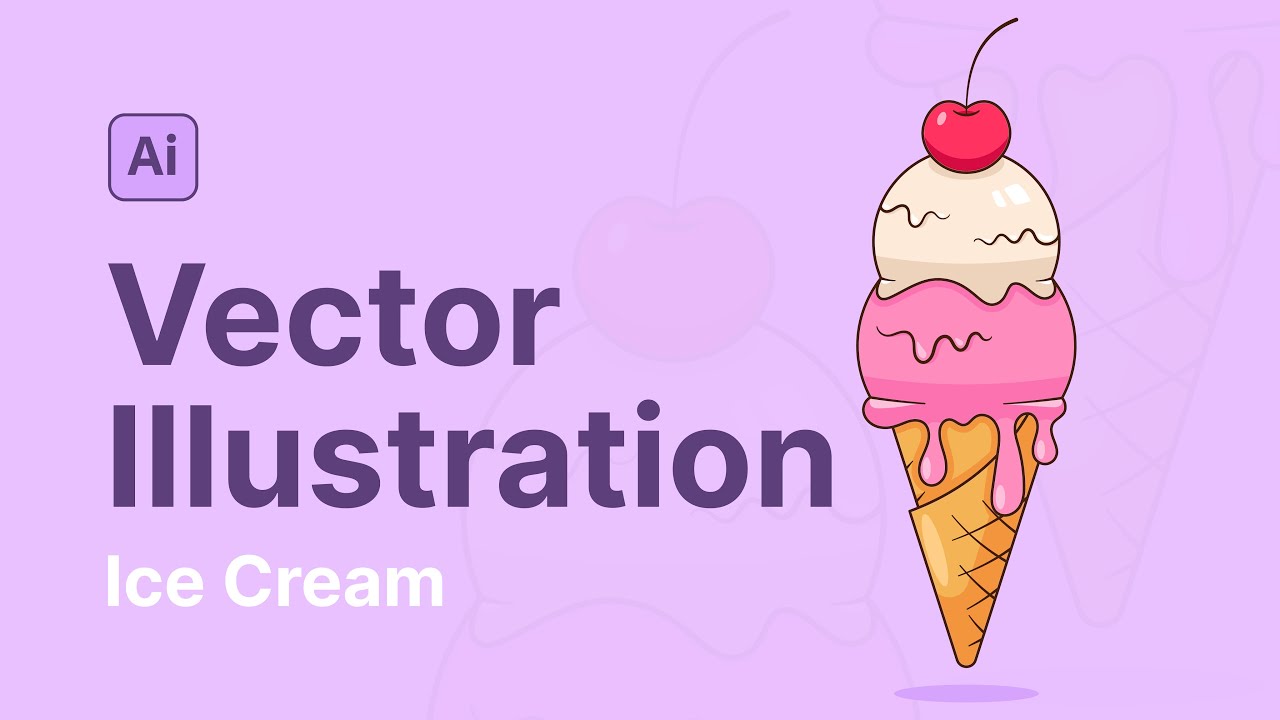 Create vector Ice Cream from sketch Adobe Illustration Tutorial (HD)