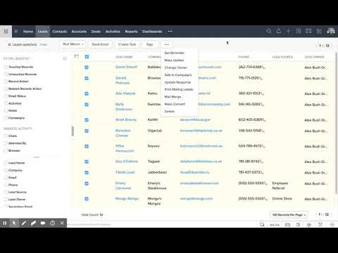 Performing Bulk Actions on Records in Zoho CRM