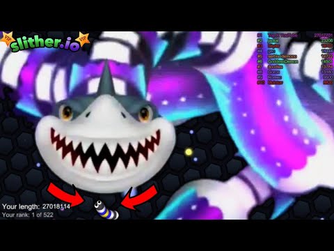 Slither.io A.I SHARK Vs Tiny Pro Snakes - Epic Skin Slitherio Vip Gameplay - World Record