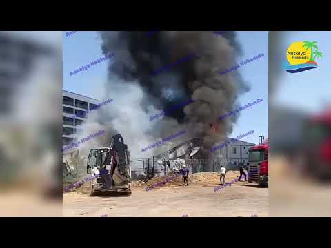 Antalya'da şantiyede yangın paniği! İşte o anlar