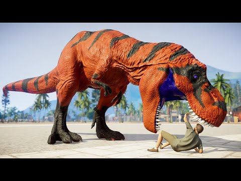 🌍 Jurassic World Evolution - Tyrannosaurus Rex Vs Ultimasaurus Breakout and Fight (Dinosaurs Battle)