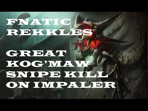 FNC Rekkles Great Kog'maw Snipe kill on SHC Impaler (Elise)  - FNC vs SHC - EU LCS Summer Split 2014