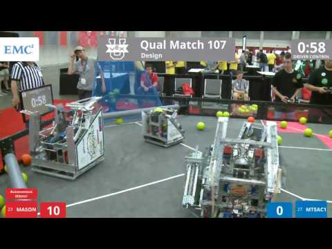 VEX Worlds 2016 - VEX U - Design - Qual 107 (MASON) 201 vs 114 (MTSAC1)