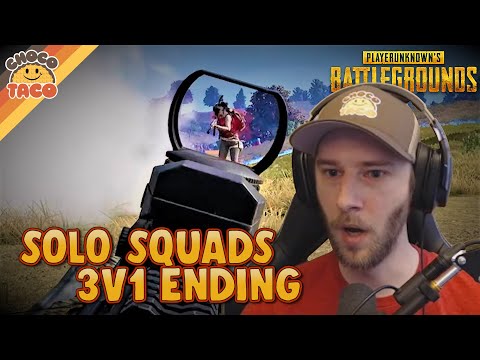 Smoky 3v1 Solo Squads Ending - chocoTaco PUBG Gameplay