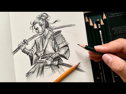 Drawing a Samurai with a Pencil: Step-by-Step Process