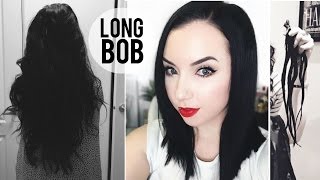 How I Dye my Hair Blue Black & NEW CUT! Long Bob Haircut