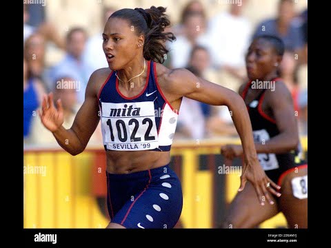 Marion  Jones  100m  10.76   QF4   Sevilla  IAAF  World  Championships,  La Cartuja,  Sevilla.