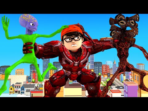 NickHulk Buster Become Hero Protect City Vs Giant Siren Head - Scary Teacher 3D Funny Animation