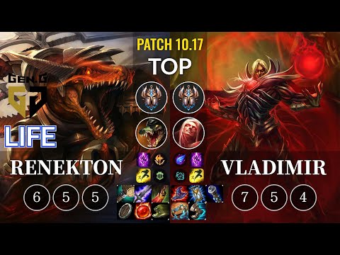 GEN Life Renekton vs Vladimir Top - KR Patch 10.17