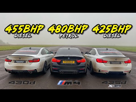 Thumbnail for PETROL vs DIESEL.. 425HP 435D X DRIVE vs 480HP M4 vs 455HP 430D by Performance car, BMW, Car, Vehicle