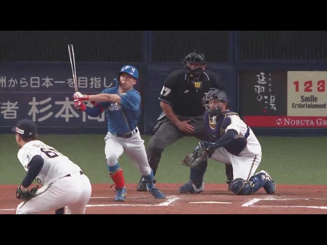 【6回表】勝ち越しに成功!! ファイターズ・五十幡亮汰 2点タイムリー3ベースヒットを放つ!!  2023年3月12日 オリックス・バファローズ 対 北海道日本ハムファイターズ