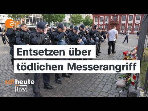 Polizist stirbt nach Messerangriff in Mannheim | ZDFheute live von der Gedenkveranstaltung