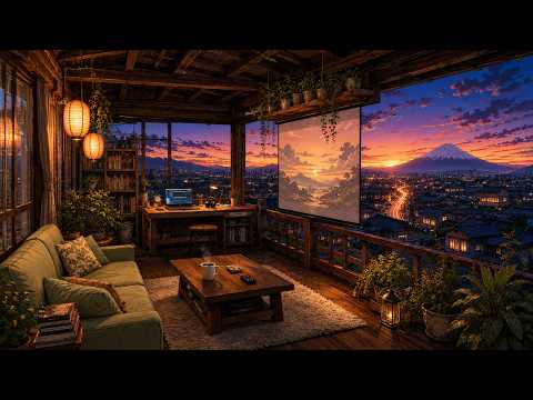 A Peaceful Sunset on a Cozy Japanese Balcony 🌅 Lofi Hip Hop Beats for Relax & Study
