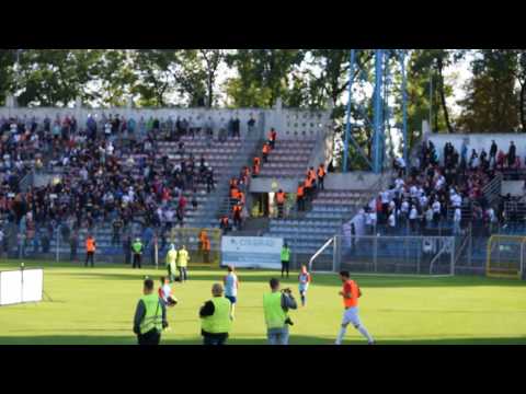 Odra Opole - Raków Częstochowa Napinka pod sektorem gości