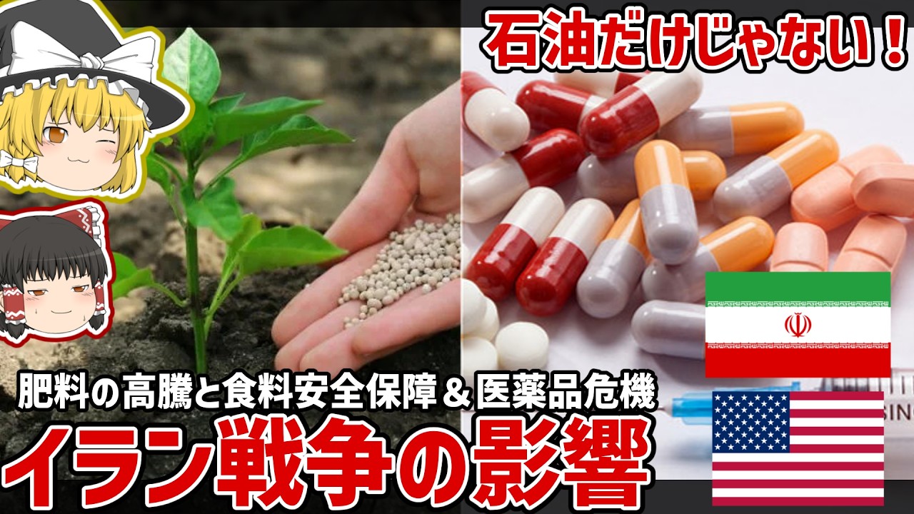 石油だけじゃない！イラン情勢の影響|肥料高騰と食料安全保障＆医薬品危機の話【ゆっくり解説】