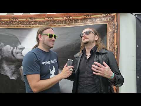 Johannes of Tribulation chats with Xander for TotalRock at Bloodstock 2023