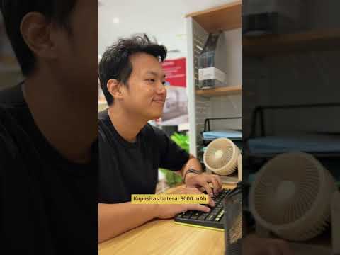 Gambar Kris Kipas Angin Meja Rechargeable Dengan Lampu 3000 mAh - Krem Beige