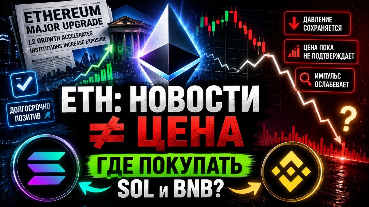 ПОЗИТИВНЫЕ НОВОСТИ ПО ETH НЕ СОВПАДАЮТ С ТЕХНИЧЕСКОЙ КАРТИНОЙ НА ГРАФИКЕ, ЦЕН?
