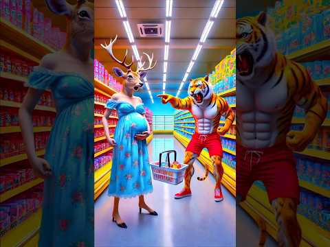 ❤️ Evolution of Animal: Tiger and deer fighting in shopping mall 🥰 #cat #cute #love #shorts