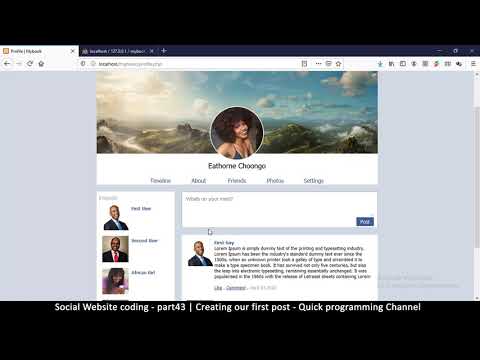 Social Website from scratch Part 8 Profile Page Top Bar | PHP | HTML | CSS | MYSQL Database