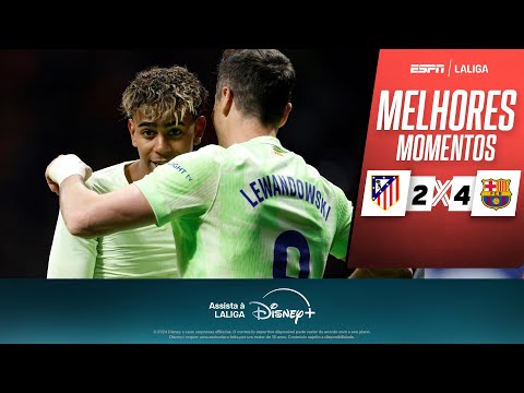 Gols e lances de Atlético de Madri x Barcelona