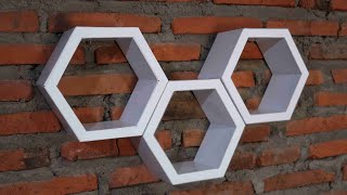 DIY wall shelf | How to make hexagon shelves using paper
