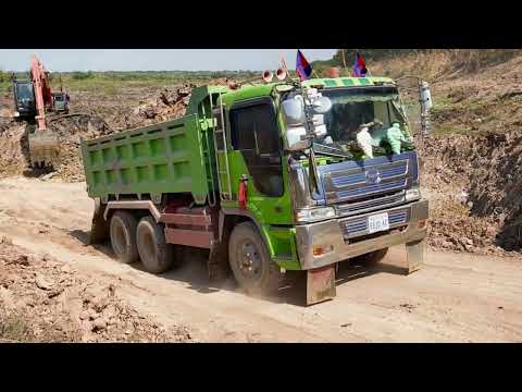 Place New Cat 390D Excavator Loading Blasted Rocks On Cat 775E Dumper & Trucks - Pyramis Ate,