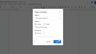 Section Breaks and Page Numbers - Google Docs