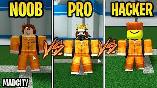 New Vs Pro Vs Hacker In Roblox ฟร ว ด โอออนไลน ด ท ว ออนไลน - noob vs pro vs hacker in mad city roblox