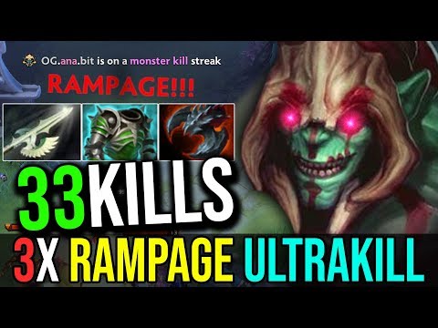 Epic Fountain Farming [Huskar] WTF 3xRAMPAGE 1xUltraKill 33Kills in 25Minutes By Ana | DotA 2