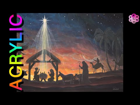 THE NATIVITY OF JESUS | EASY ACRYLIC PAINTING