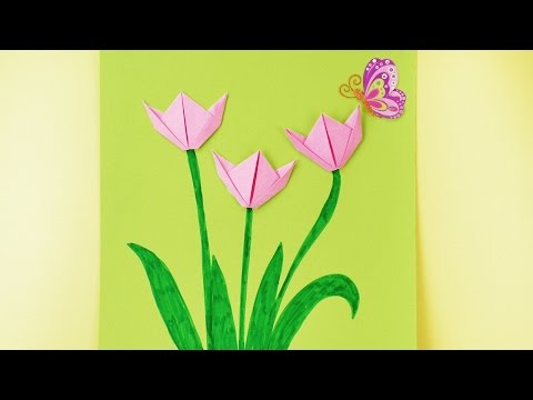 Origami-Tulpen basteln und malen - Kindgerechte Bastelidee im Frühling